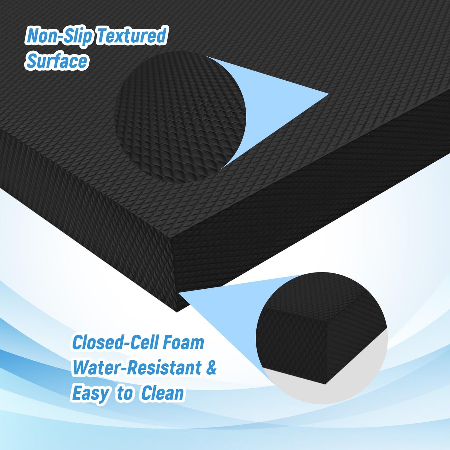 Balance Pad for Exercise 20x16x2.5 Inch,Non-Slip Foam Mat for Fitness,Yoga, Foam Balance Board Physical Therapy, Knee Pad for floor (Black)