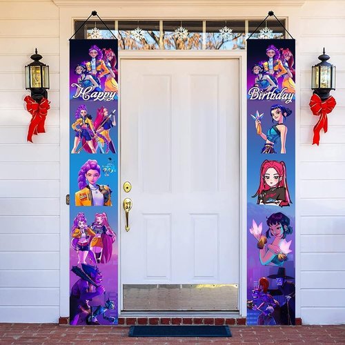 Demon Movie Hunters - 2-Pack Porch Sign Door Hanging Banners | Perfect for Birthday Party Decorations