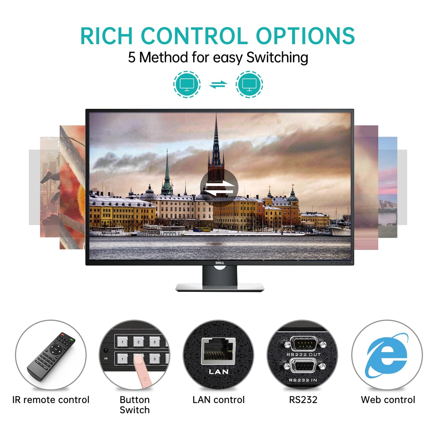 MT-VIKI 4K HDMI Matrix Switch 8X8 w/Web GUI & Audio Extraction w/Remote, 4K@30Hz, Rack Mount Switcher & Splitter, EDID, RS232, LAN Port, APP, Fit 1U 19'' Rack for Conference Room, Church, Bar