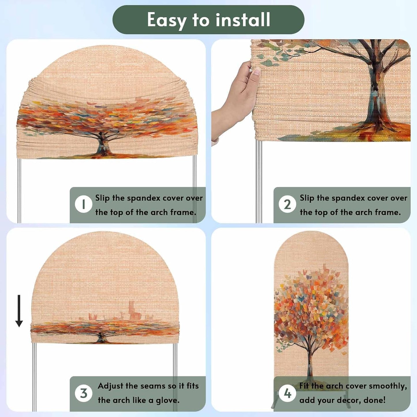 Jnbasdffb 6.6 Fall Tree Modern Wedding Arch Cover,Stretchy Spandex Arch Backdrop Stand Covers FT,Abstract Art Oil