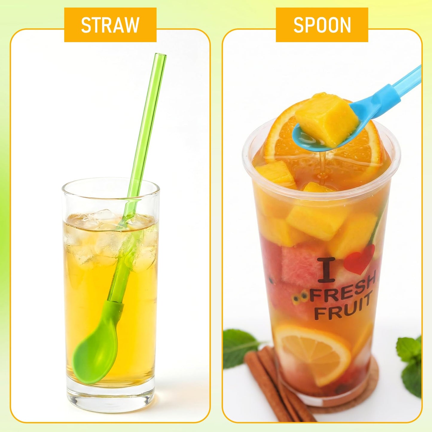 Sliner 6 Pcs Ice Syrup Precise Control Bottle Pouters 60 Pcs Hard Plastic Spoon Straws 9 in Detachable Kitchen Utensil Stirring Coffee Spoon, Professional Pour Spouts for Snow Cone & Drink Flavors