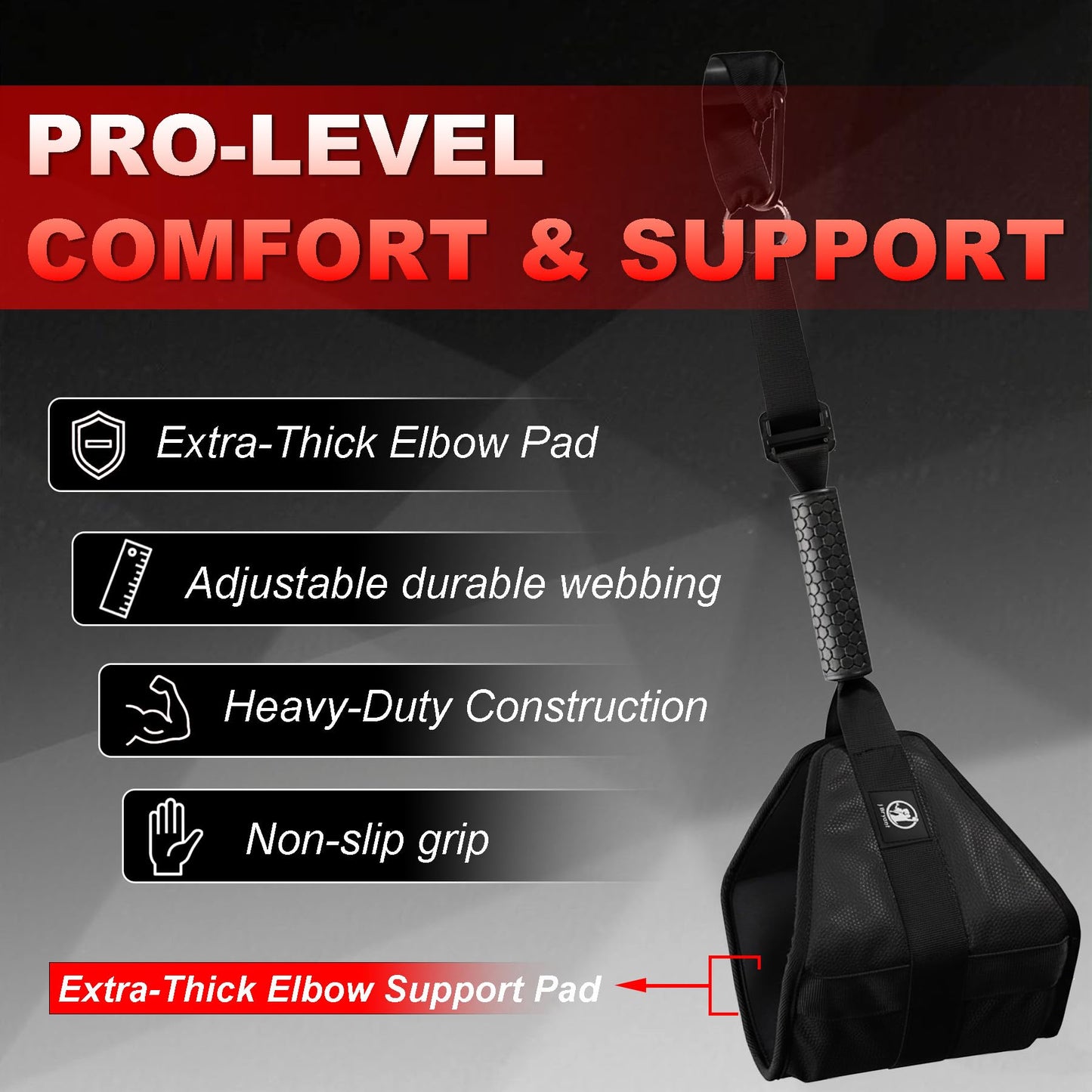 Ab Straps for Pull Up Bar, Heavy-Duty 350LB Core & Abs Trainer, Extra Wide 7.8” Leather Padded Arm Supports, Adjustable Length, Cable Machine Compatible (Black)