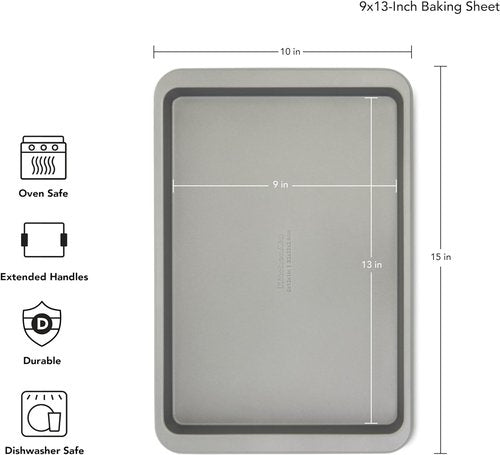 KitchenAid Nonstick Aluminized Steel Baking Sheet - 9x13in | Durable Contour Silver Design