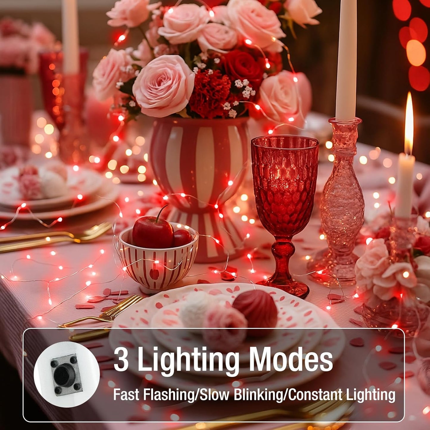 Skiennix 6 Pack Fairy Lights - 7ft Battery Operated 20 LED Twinkle Lights | Waterproof for Mason Jars & DIY Decor - Red