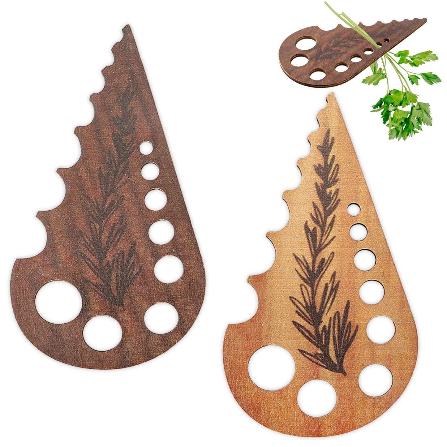 2Pcs Wooden Vegetable Leaf Separator, Handmade Herb Stripper Tool,Fun Kitchen Gadgets, Exquisite Herb Stripper Bowl Gifts for the Kitchen Suitable for Home Use & Chefs