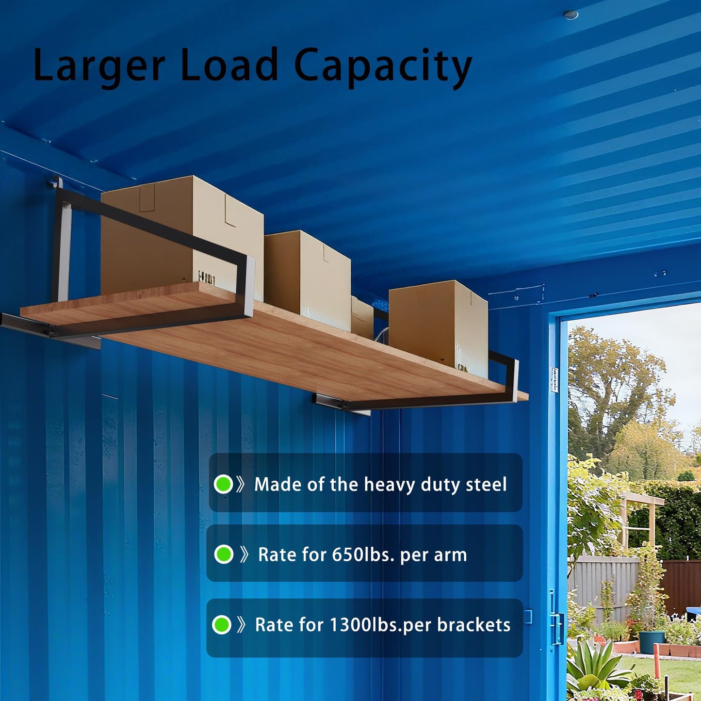 2-Pack Heavy Duty Shipping Container Shelf Brackets - Powder Coated Steel, Creates 16"x18" Cargo Shelves in Trailers & Storage Units, Easy Assembly