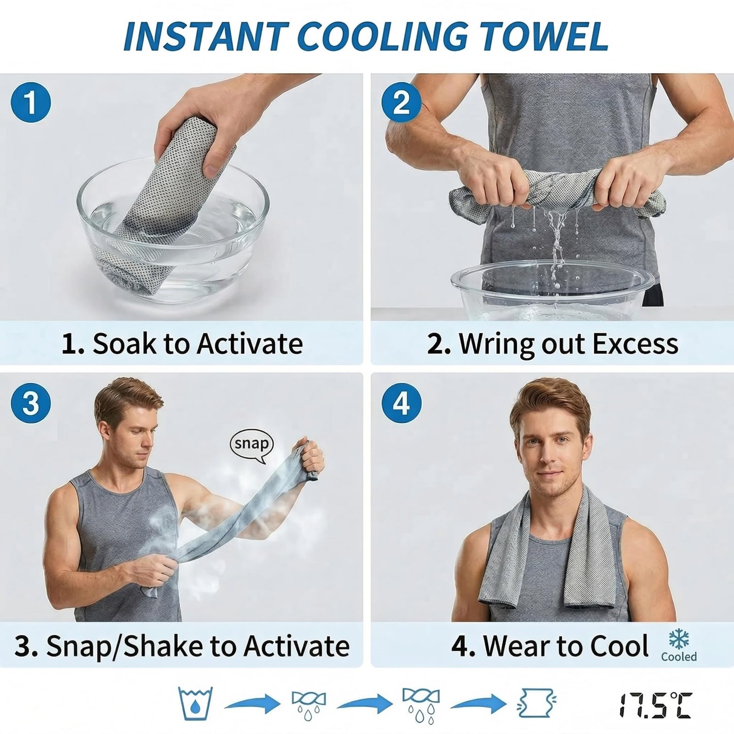 Amgico 3 Pack Cooling Towel(40"x12") for Neck and face, Ice Towel, Soft Breathable Towels, Cooling Rags for Yoga, Sport, Running, Workout, Gym, Camping, Fitness, Workout & More