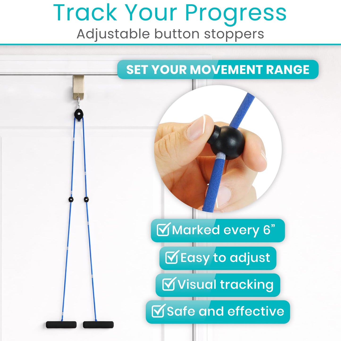 Vive Shoulder Pulley for Physical Therapy - Rotator Cuff Pain Pulley System - Over Door Rehab Exerciser - with Durable Metal Pulley & Comfortable Padded Handles