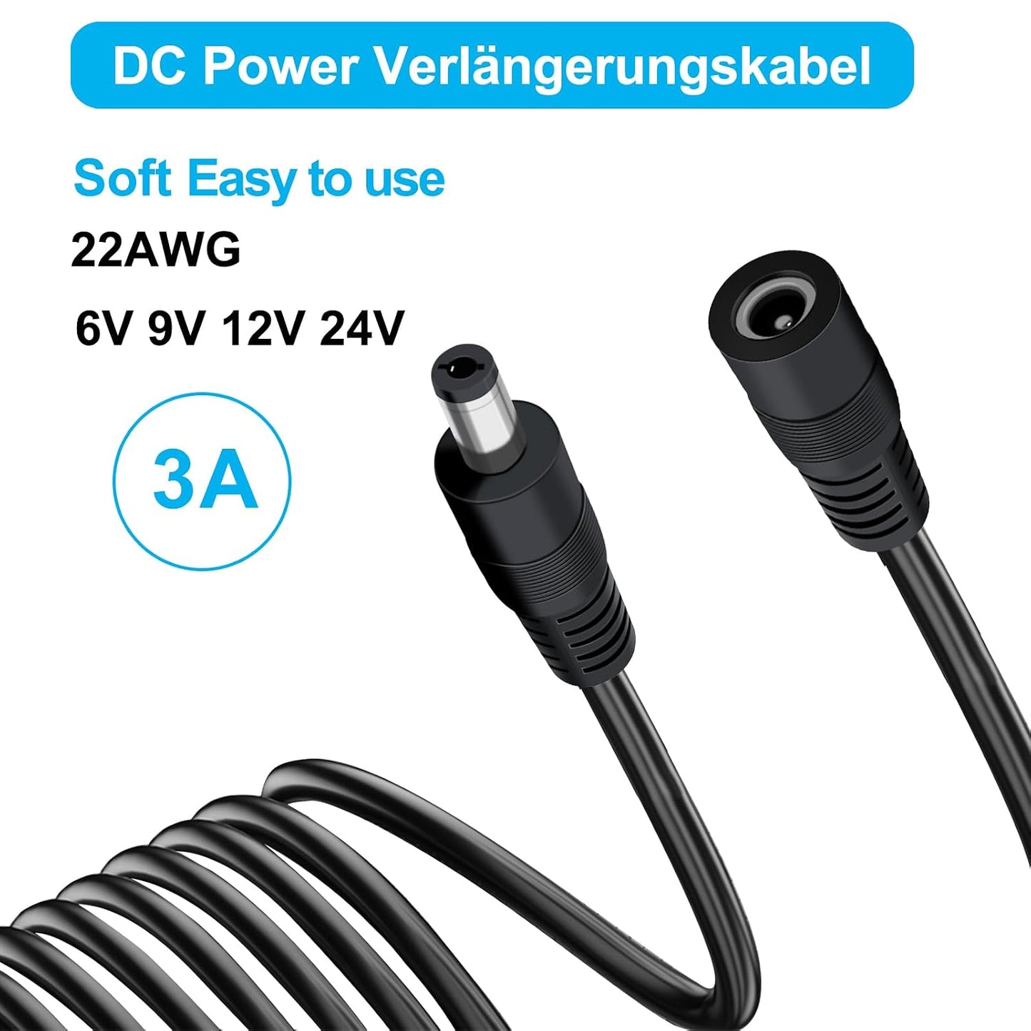 YINGAYOU 5.5 2.1mm 2 5V 6V 9V 12V 24V 3A, (1 2 40 cm) DC Splitter Cable x DC Way Splitter for Security Cameras, DVR
