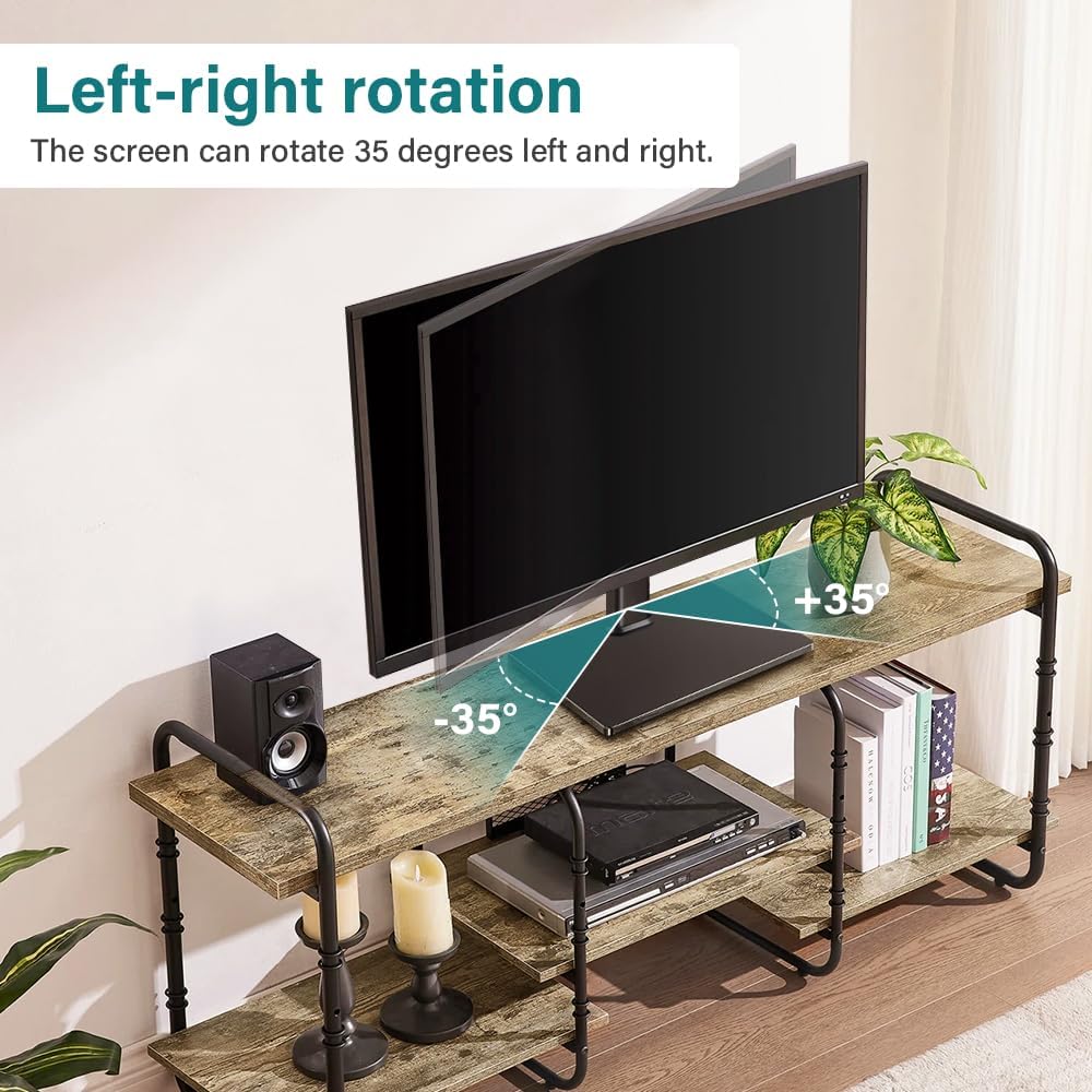 BFTOU 27-75 inch +/-35 400x400mm,Holds 77 lbs Universal TV Stand for TVs Swivel Height Adjustable Table Top TV Base Max