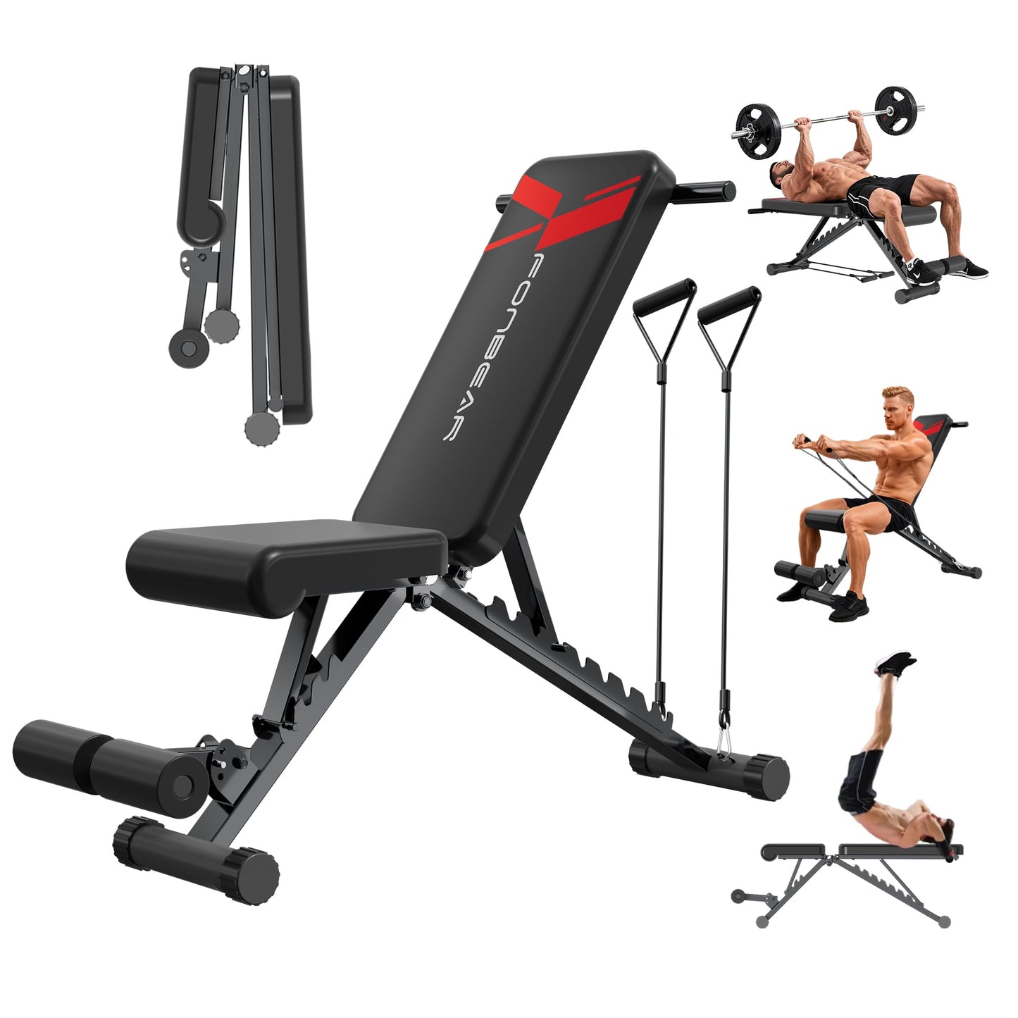 FONBEAR Adjustable Weight Bench, 660LBS Foldable Workout Bench for Full Body Strength Training, Multifunctional Bench Press Incline Decline Bench - Great for Beginners and Professional Use