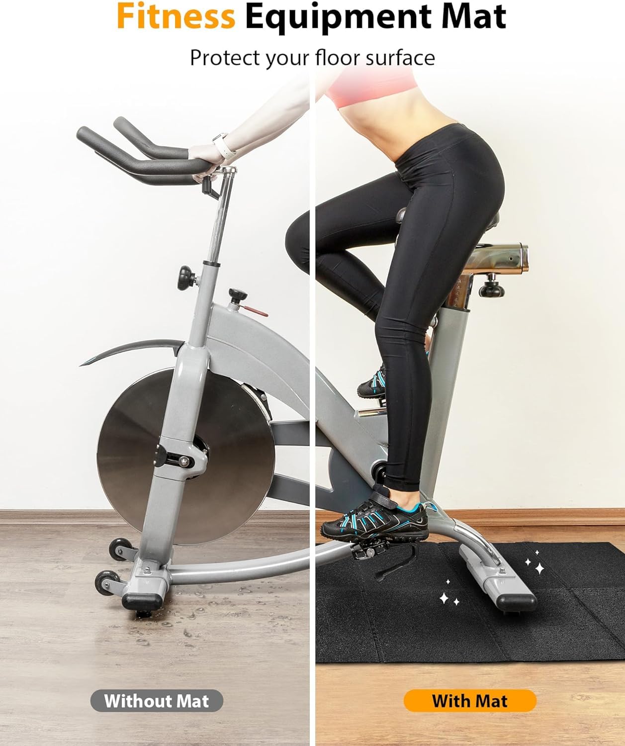 Rellfit Foldable Rubber Treadmill Mat - Exercise Bike Mat with Waterproof Non-Slip Shock Absorption, Exercise Equipment Mat to Protect Floor for Home Gym Workout