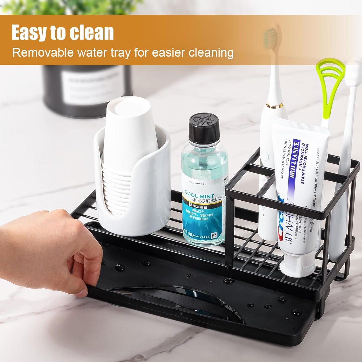 Skiennix Toothbrush Holder - Durable Carbon Steel Organizer for Electric Toothbrushes | Matte Black