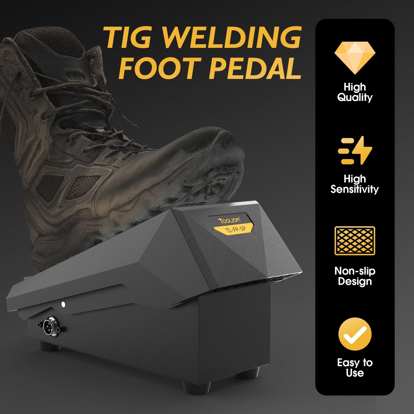 TOOLIOM TIG Welding Foot Pedal, 5-Pin Amp Control Pedal with 16-ft cable Compatible with 5-Pin TIG Welding Machine