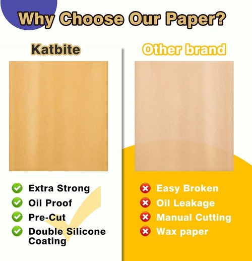 Katbite Parchment Paper Sheets - 200 Pcs Heavy Duty Unbleached, 18x26 Inches, Oil Proof for Baking & Cooking