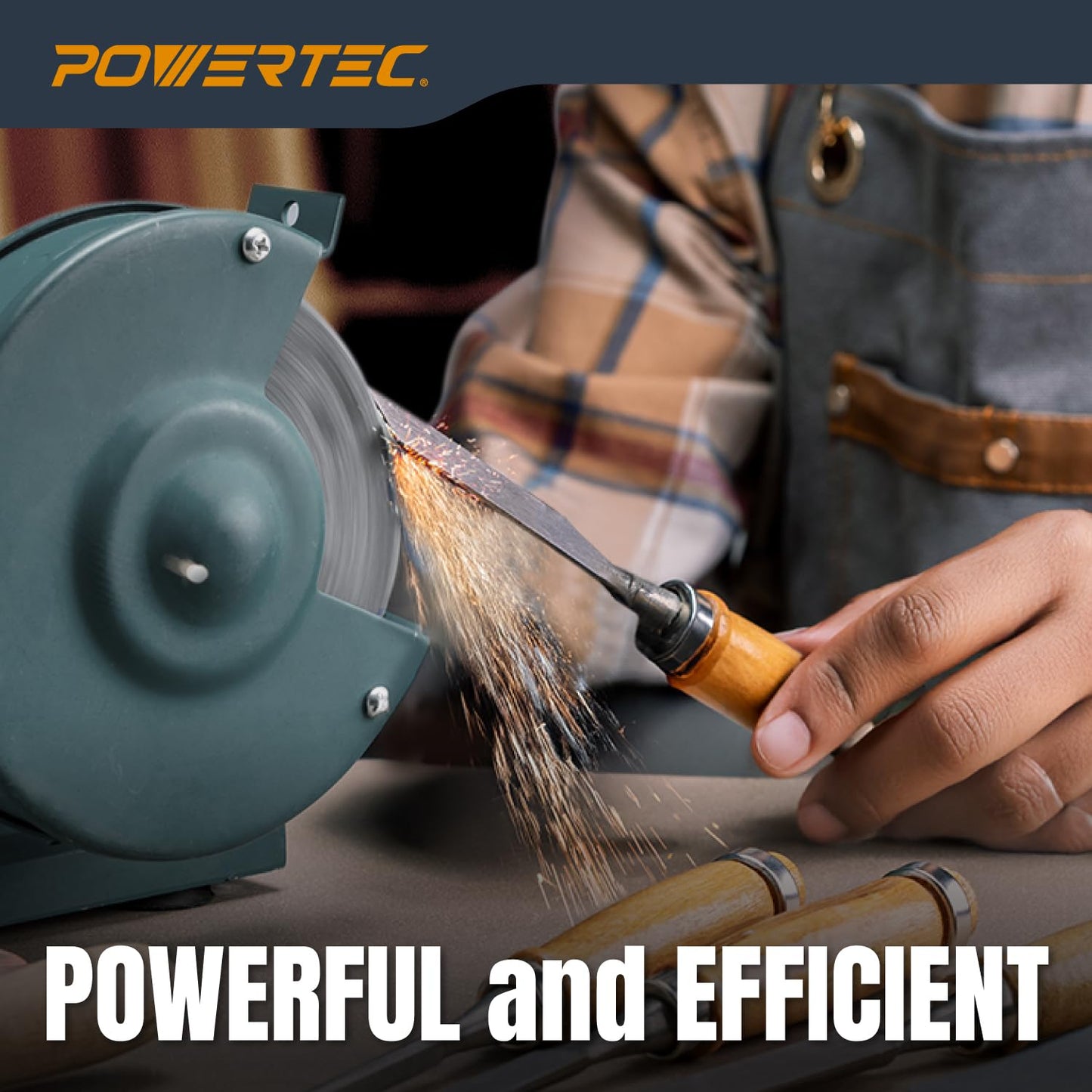 POWERTEC Bench Grinder Wheel 8 Inch 60 & 150 Grit, White Aluminum Oxide Grinding Wheel for Bench and Pedestal Grinder, 1" Thick 5/8" Arbor, Sharpening & Shaping Drill Bits, Blade, Chisel, 2PK (15528)