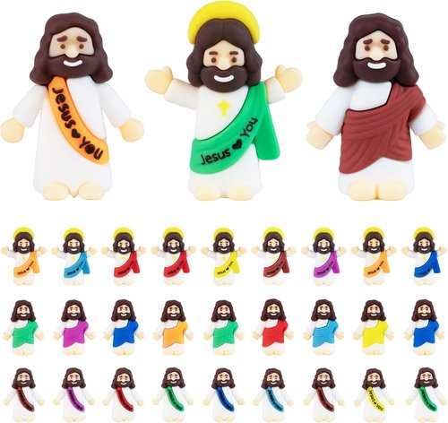 Little Jesus Figures 30 Pack - Mini Jesus Loves You Figurines for Religious Giveaways & Easter Gifts