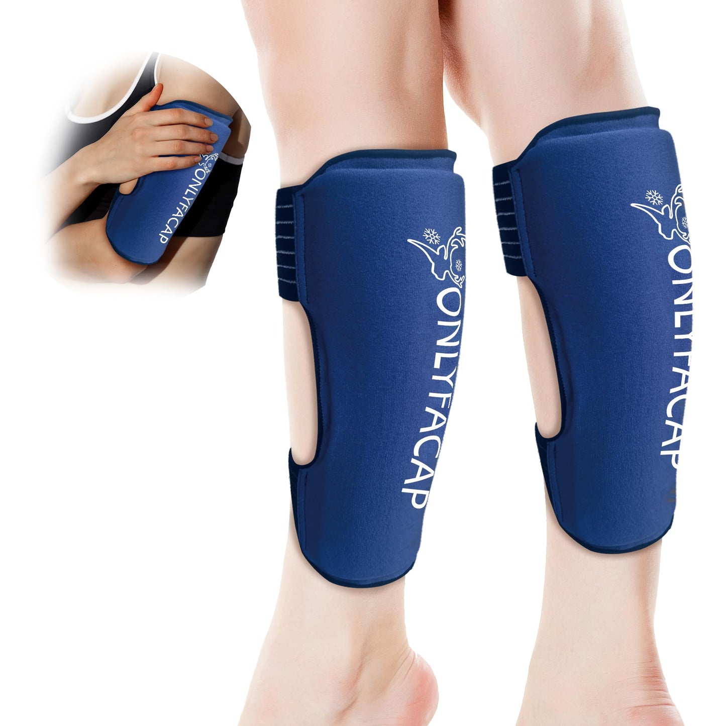 Shin Splint Relief Ice Pack Wraps 2 Pack, Reusable Gel Compression Sleeves with Adjustable Straps for Knee, Ankle, Calf, Elbow Pain Relief & Swelling Reduction