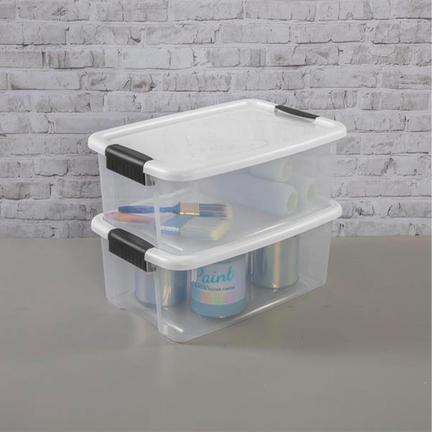 Sterilite Clear Plastic Storage Containers - Stackable 30 Quart & 18 Quart Bins with White Latching Lid | Organizing Solution (6 Pack)
