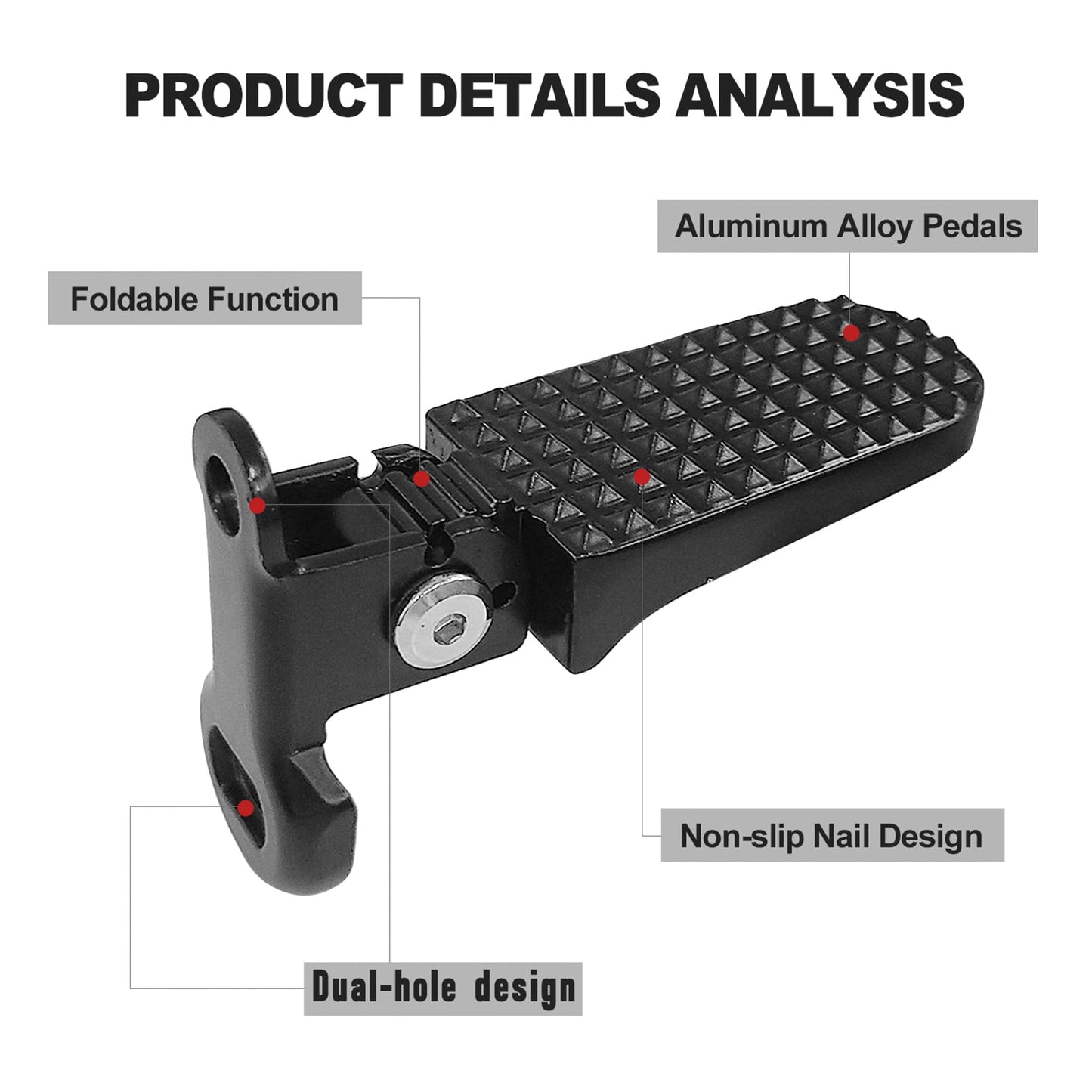 1 Pair Bike Rear Pedals,Mini Folding Bicycle Foot Pegs, Non-Slip Bicycle Footrests,Rear Seat Footrest Pedals for Mountain Bike E-Bike