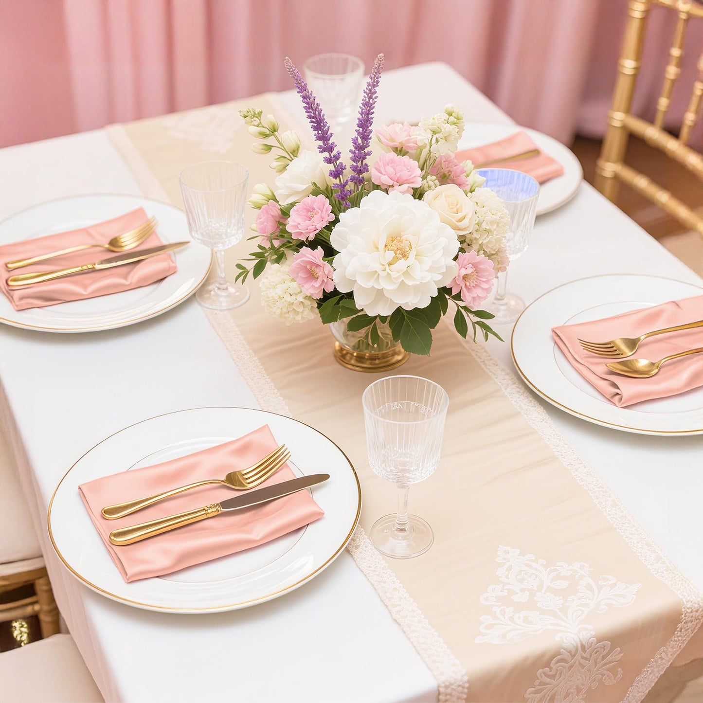 Bailarina 80 Pack Rose Gold Satin Napkins,17x17 Inches Wedding Napkins Square Soft Silky Table Napkins Bulk Decorative Elegant Cloth Napkin for Party Decoration, Banquet,Wedding,Graduation