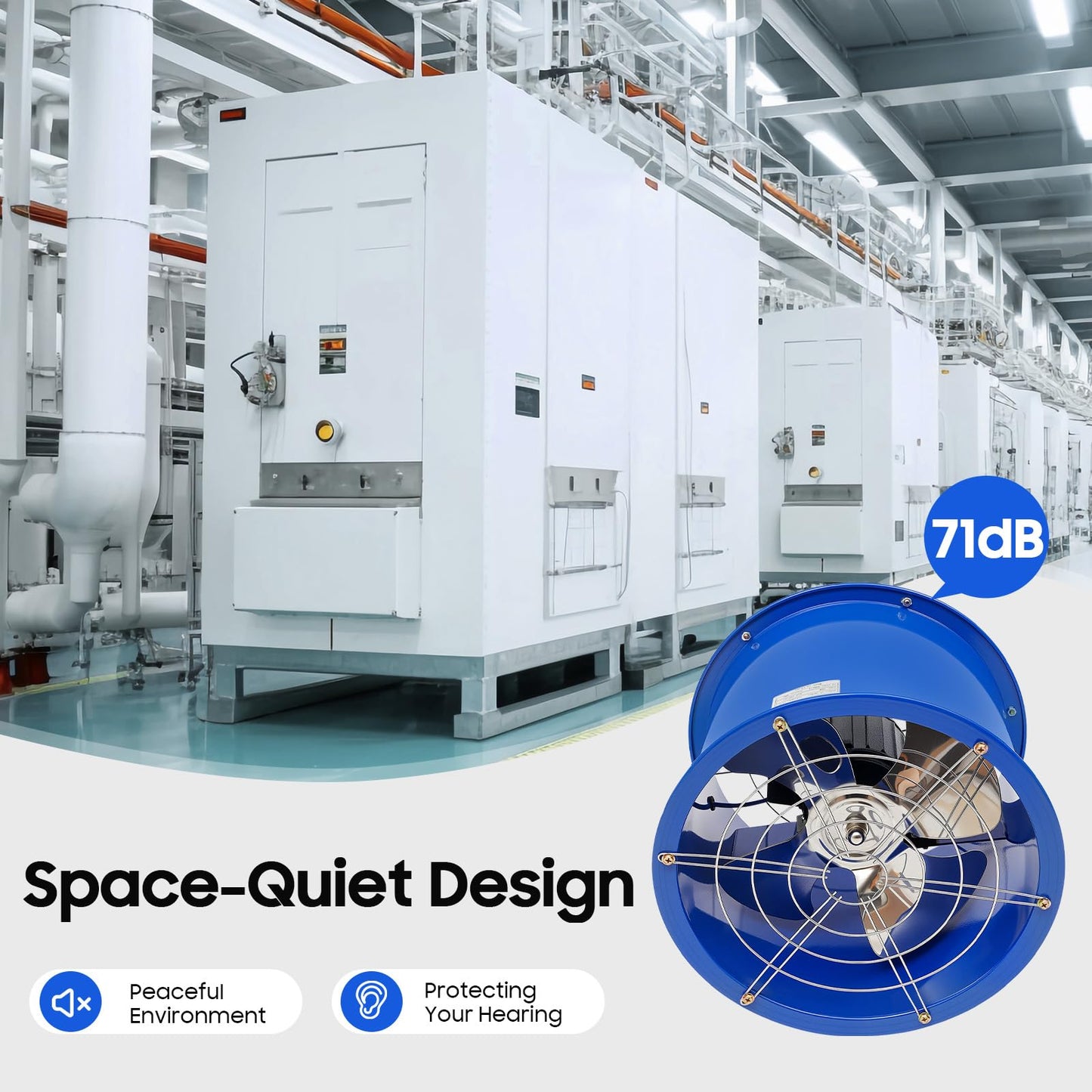 TBVECHI 16" Explosion-Proof Axial Fan - 1.5HP IP55 Aluminum Ventilation Blower for Paint Booths/Factory Workshops, 3800CFM Duct Fan with Anti-Spark Motor & UL Compliance ATEX Certified