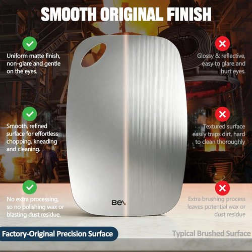 Beviss Non-Toxic Cutting Board Set of 3, 304 Stainless Steel Cutting Board Double Sided, Chopping Board for Kitchen, Dishwasher Safe Chopping Board for Meat, Vegetables or Fruit, S+M+L