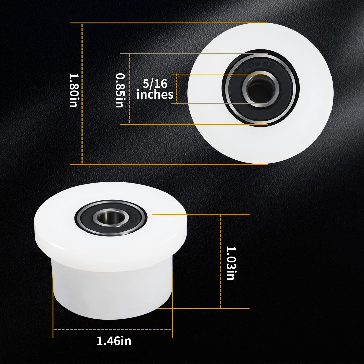 Qty.4 Machined Wheels/Rollers Compatible Total Gym Replacement, Fits Models 1000,1100,1400,1500,1600,1700,1800,1900,Achiever,Force,Gold,Max,Platinum,Platinum Plus,Pro,Supra, Supreme,Ultima,Ultra,XLI