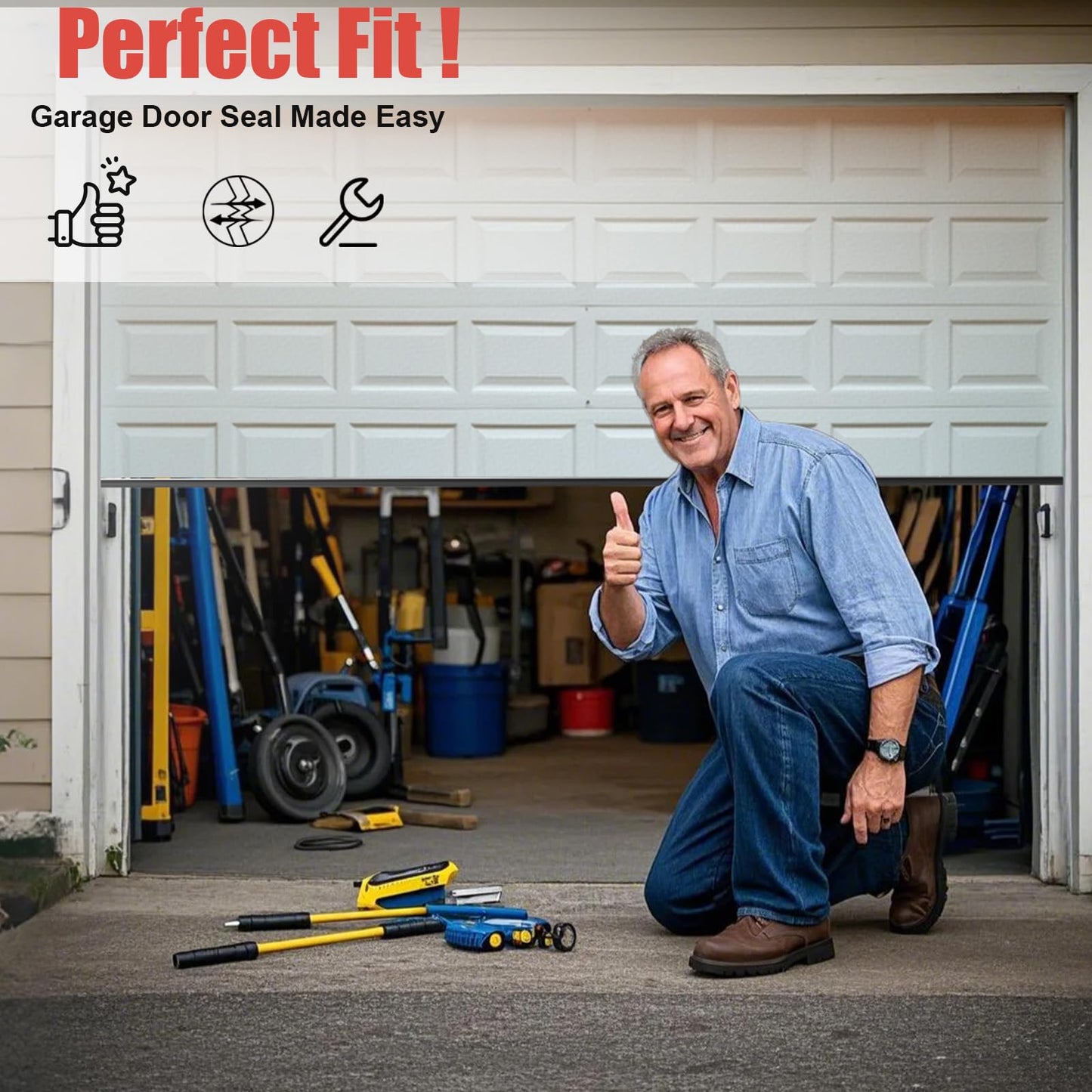 Garage Door Seals Bottom Rubber - Jobon 16.5 Ft Heavy-Duty Garage Door Weather Stripping Bottom Seal with Pre-drilled Aluminum Track Retainer Kit, Easy Installation for Home & Commercial