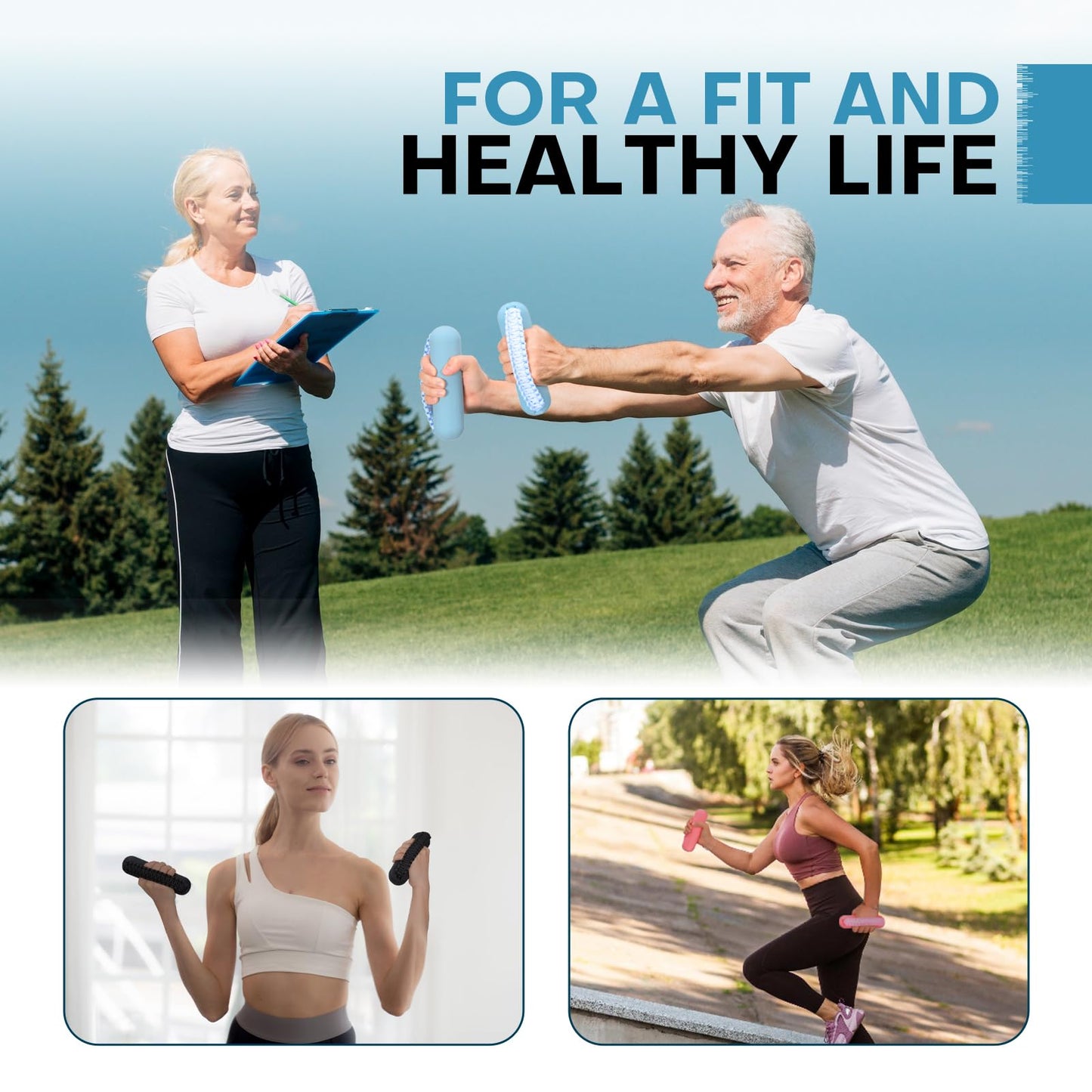 Hikeen Hand Weights Set for Women Men, Soft Dumbbells of 2 (3lb Each), Walking Weight with Hand Strap for Aerobics, Jogging, Running(Blue,6lb sets)
