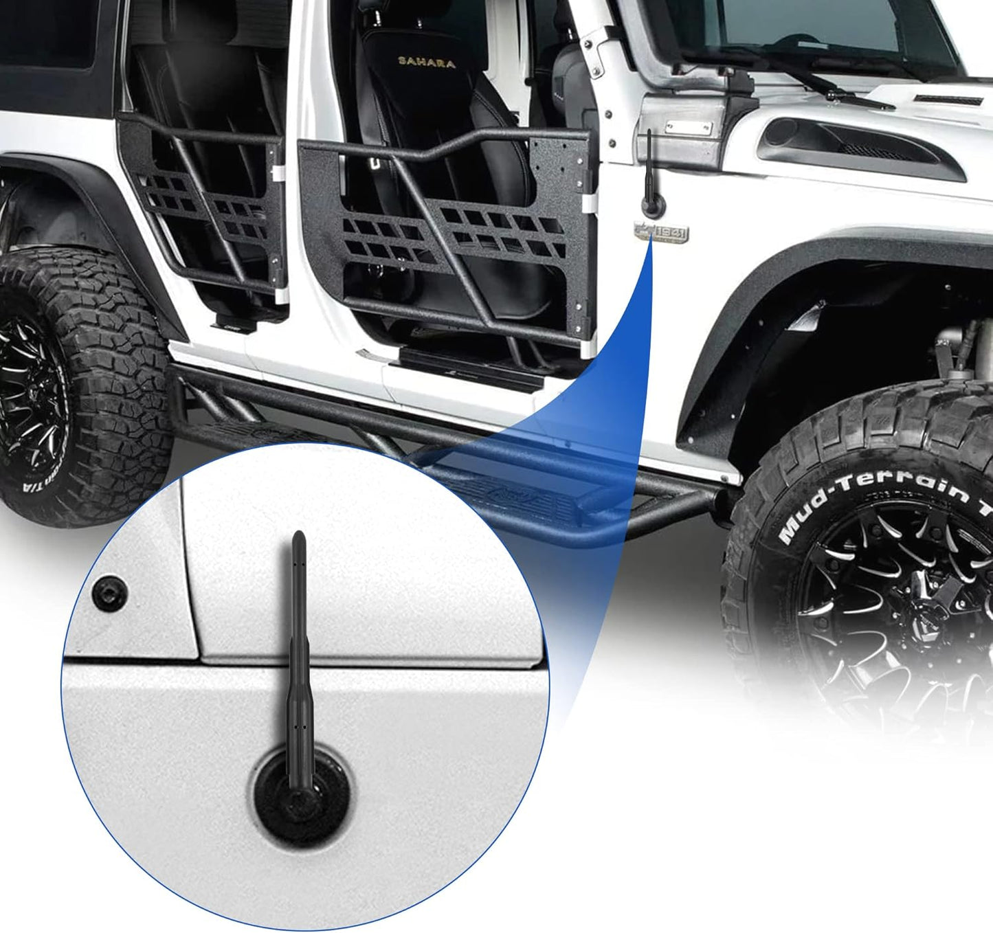 BASIKER 4xe 2007-2025 2026, Antenna for Jeep Wrangler Sport Rubicon JL Willys Mojave JK JT Gladiator Short Jeep