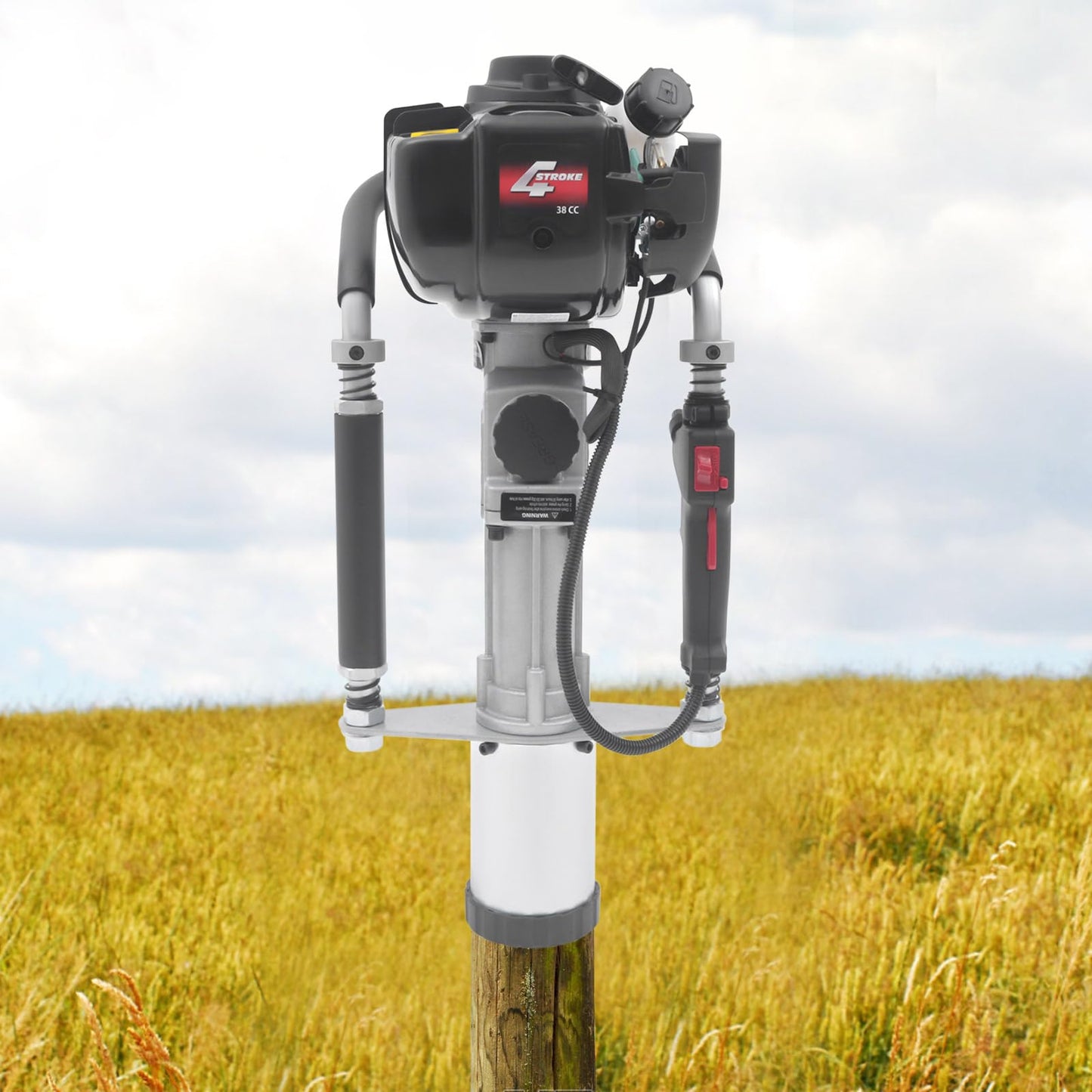 4-Stroke Pile Driver, 1.6 HP T-Post Gasoline Drivers, 8500 r/min Speed Portable Farm 27.47oz Fuel Tank Pile Hammer Heavy Duty Driving Single-Cylinder Hand Pull Start Air-Cooled Engine Kit 37.7CC