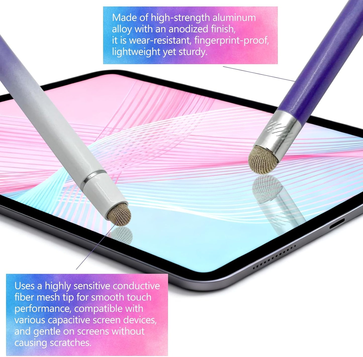 Brvlsoc 2-Pack High-Sensitivity Stylus Pens for Touchscreens Precision Dual-Tip Pens for iPad, iPhone, Android