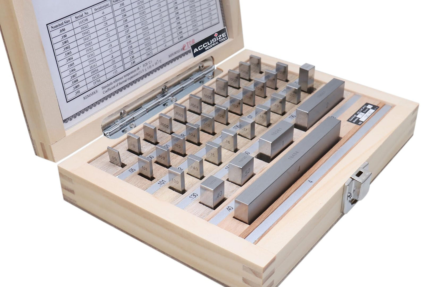 Accusize Industrial Tools 36 Pc Steel Gage Block Set, Grade As-2 Asme B89.1.9-2002, with Mfg Certificate, 0036-6001
