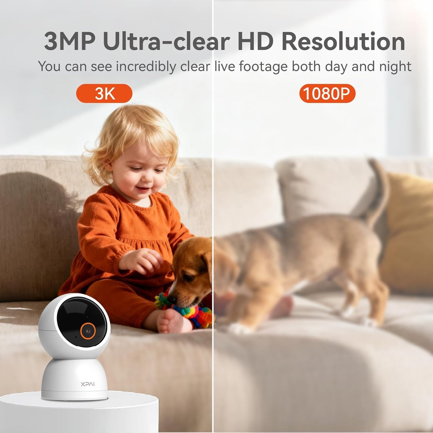 xpai 3K Subscription,360 5G 2-Way Indoor Camera Wireless, Indoor Camera No Motion Detection Room Cameras for Google TV
