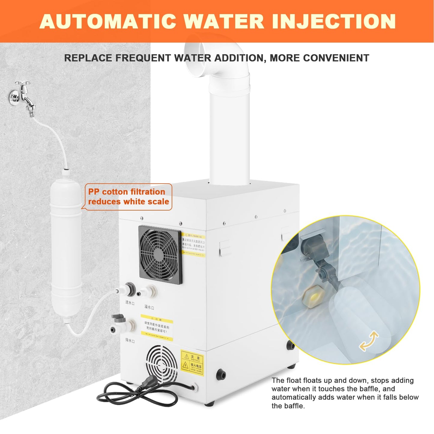 YMJOINMX Industrial Commercial Humidifier, 7000ml/h Mist Output,Stainless Steel,Water Autofill,0-100% Mist Adjustable, Cool Mist Humidifier for Large Room Plant Greenhouse