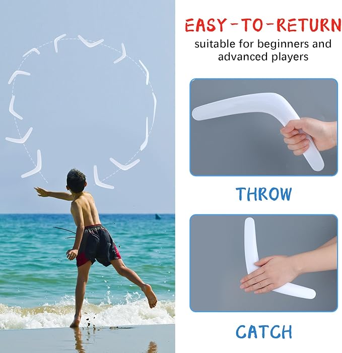 24 Pcs Plastic Boomerangs Craft for Teens Color Your Own DIY V Shaped Returning Boomerangs with Markers Fun Outdoor Throw Catch Flying Toy for Boys Girls Classroom Game Vbs Craft School Activities