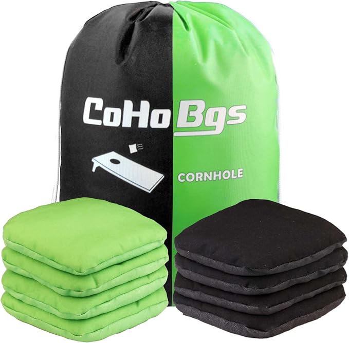 CoHoBgs Corn Hole Bags Set 8, Professional Cornhole Bags Dual-Sided Slick & Stick Resin Filled Suede and Duck Canvas Bean Bag for Cornhole Game Includes Carry Case