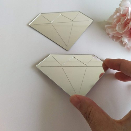 20PCS Diamonds Acrylic Mirror Wall Sticker, Diamond wall Mirror Decals for Nursery Decoration DIY Marriage Room Kids Children Room Home Decoration DIY Craft (Silver)