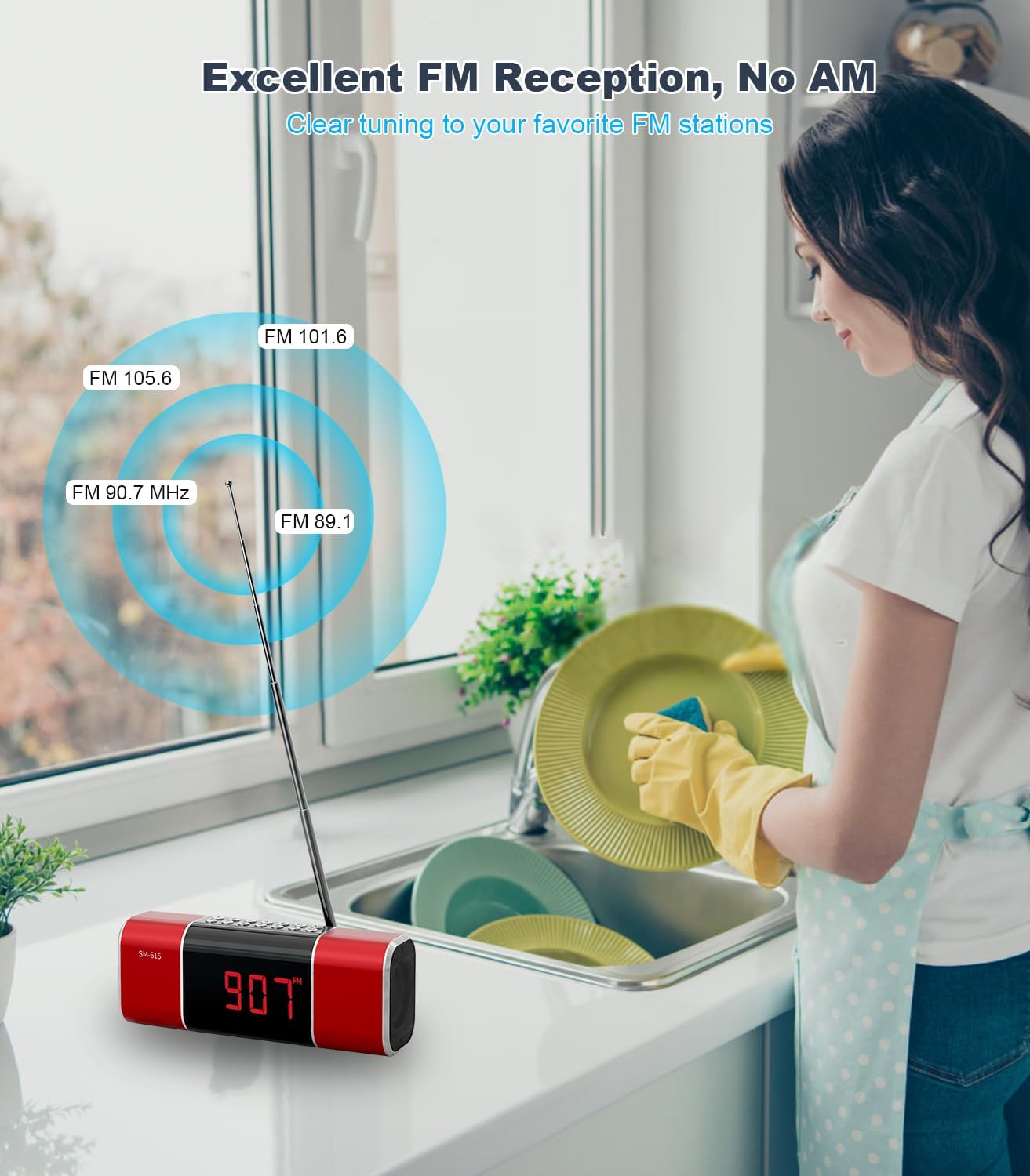 SEMIER MP3 Small Digital FM Radio with Bluetooth Speaker, Portable Rechargeable USB/SD Card Player Radio with Wireless
