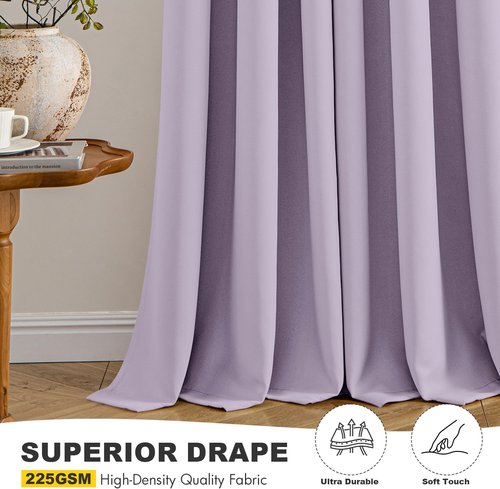 MIULEE Lilac Blackout Curtains - Thermal Insulated Room Darkening Drapes | 45-Inch Grommet Panels