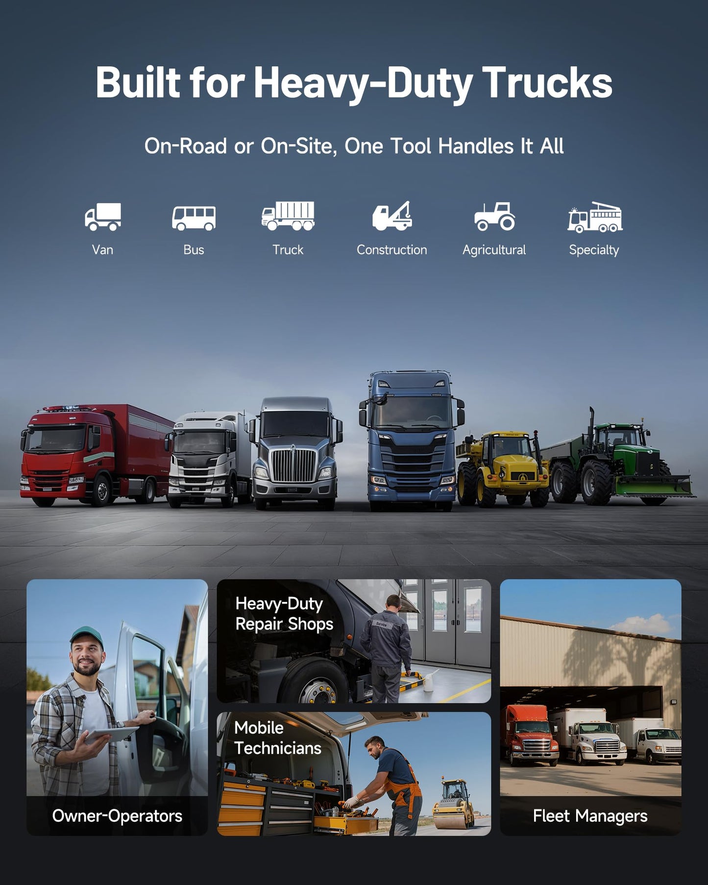 TOPDON ArtiDiag HD Heavy Duty Truck Scanner, Diesel Diagnostic Tool, Full System Truck Scanner for Cummins Detroit MaxxForce, 10 Reset Service, DPF Regen, Speed Limit Adjust Reset, 2 Years Free Update