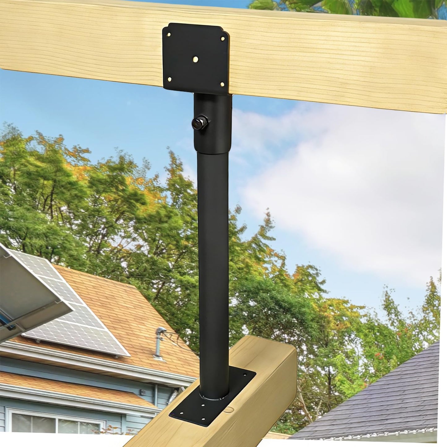 SITYEUR 3 Packs Roof Riser Brackets 3.6" Adjustable Saddle Roof Riser 16.5" High Galvanized Steel Pergola Bracket
