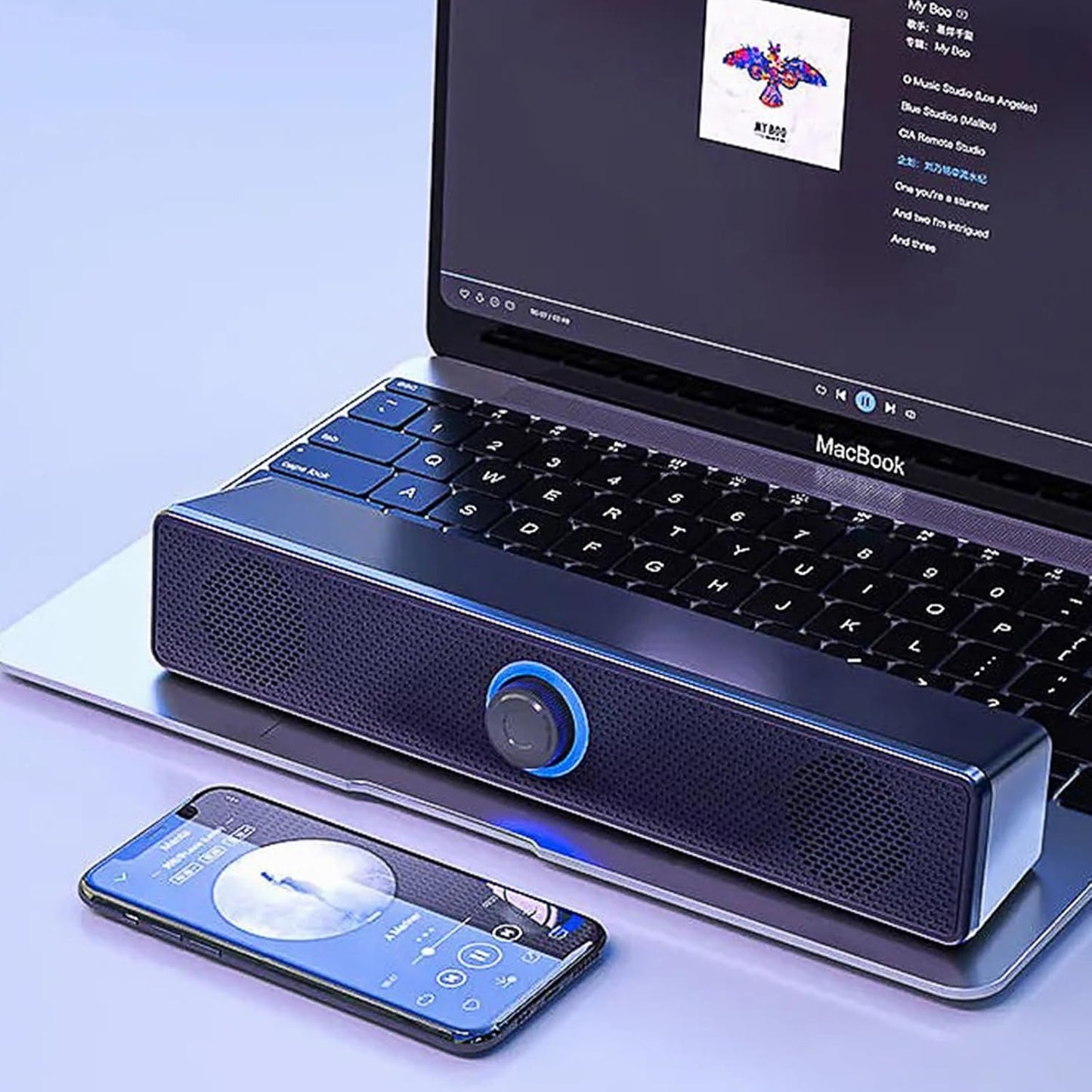 Generic BT5.0 2 Computer Speakers for Desktop Wired PC Speaker USB High Volume Long Subwoofer Modes Stereo Music Box