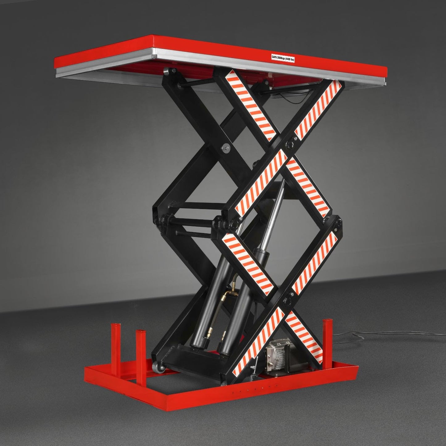 Mechmaxx 4400 lb Capacity Stationary Electric Hydraulic Double Scissor Lift Table – 63" x 39.4" Platform, 70.1" Lift Height, UL Certified Motor,Model ELTD44L