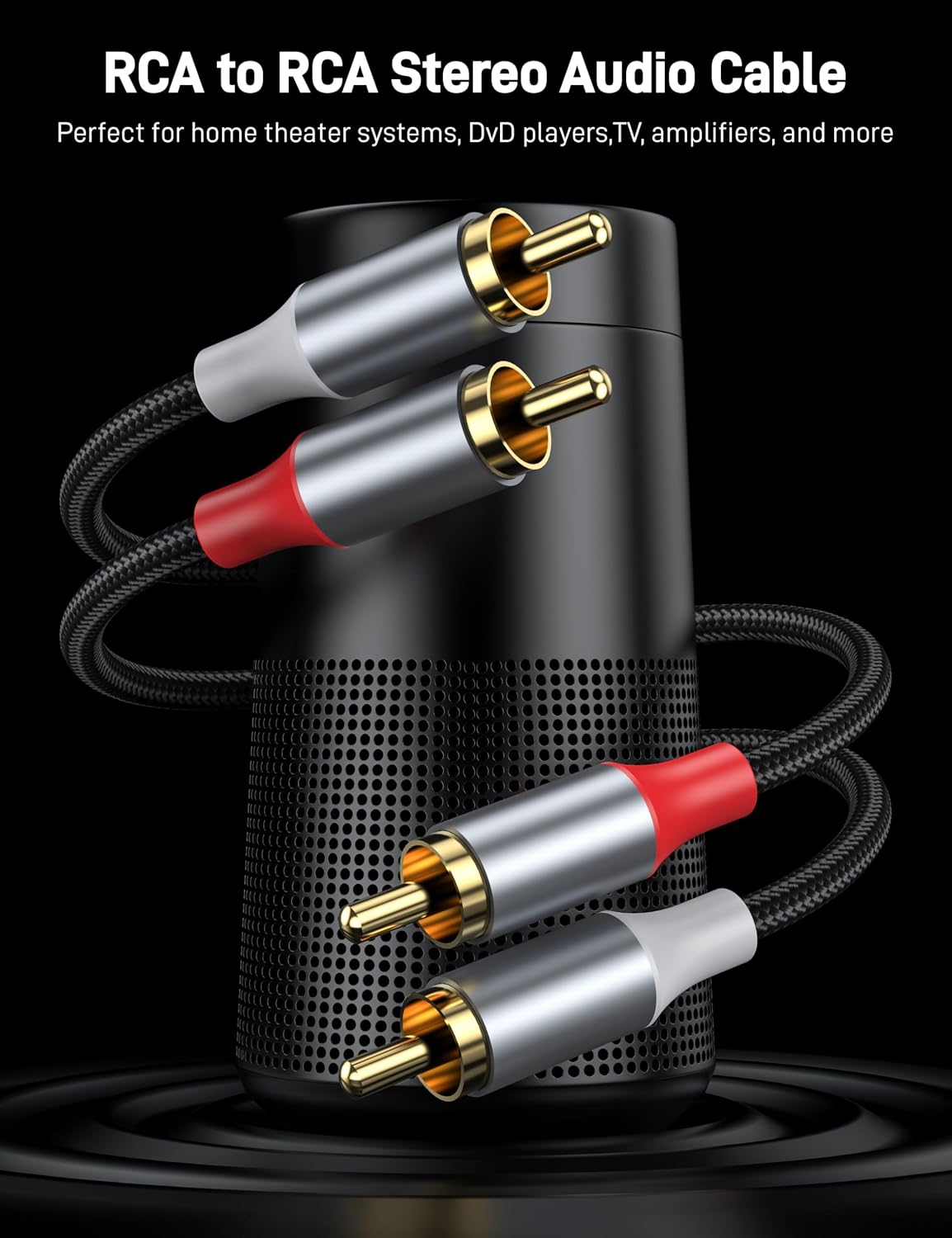 2RCA 3.3FT, 2RCA 2RCA Audio Cable Male to Male Stereo Audio RCA Cables, Dual Shielded Hi-Fi Stereo Cord with Gold