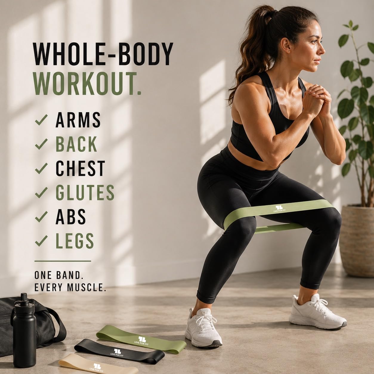 Live For Fit Exercise Resistance Loop Bands with Instruction Guide and Carry Bag, Set of 5. Travel-Ready, Simple, and Compact.