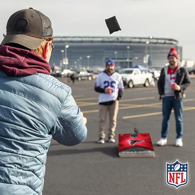 NFL Football 2' x 4' Regulation Size Solid Wood Cornhole Set with Direct Print HD Team Graphics Great Gift for Any Football Fan! Bean Bag Toss Family Outdoor Game