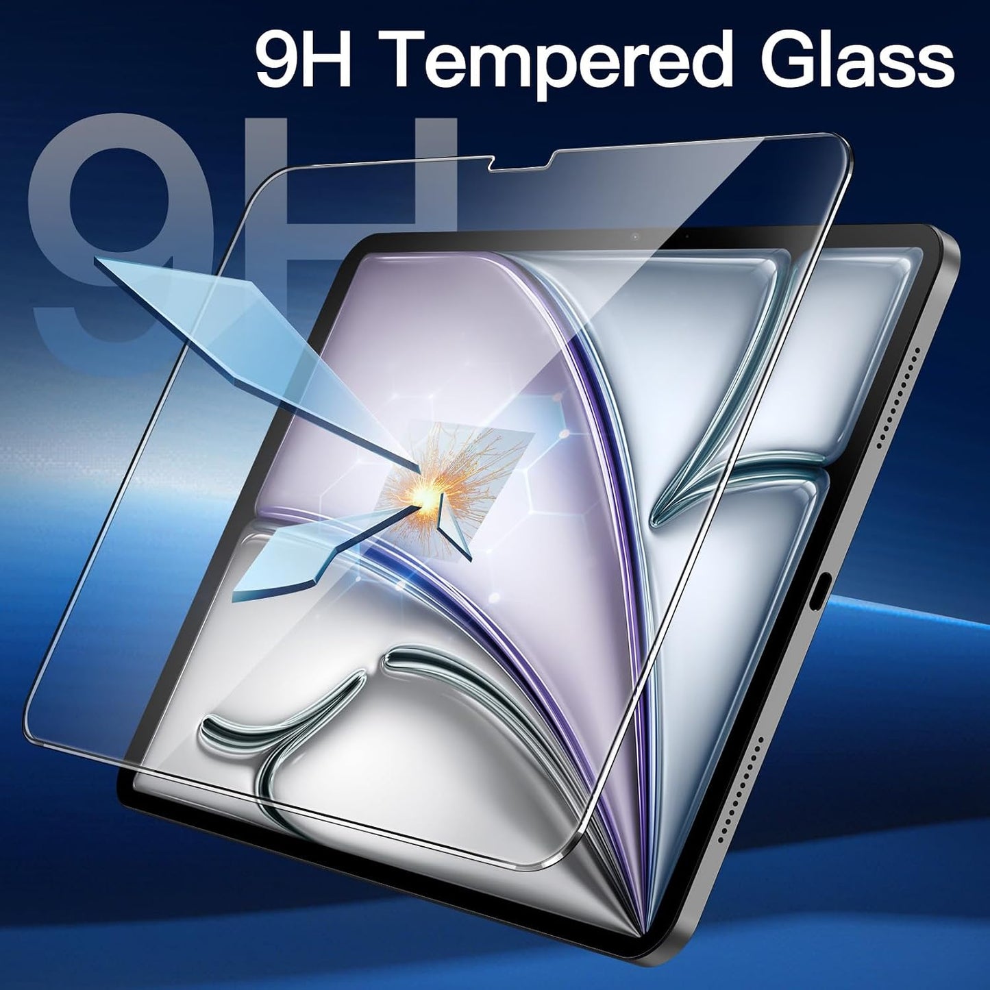 13-Inch M4/M3/M2 (2026/2025/2024), 9H 2-Pack JETech Screen Protector for iPad Air Tempered Glass Film, HD Clear