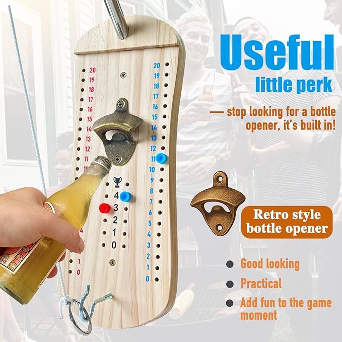 Hook and Ring Toss Game Bottle Opener Ring Toss Game for Indoor Outdoor Party Man
